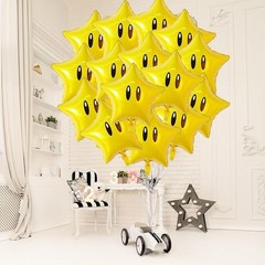 12PCS Star Foil Balloons Super Gold Coin Balloon Yellow Star Balloons for Vid…