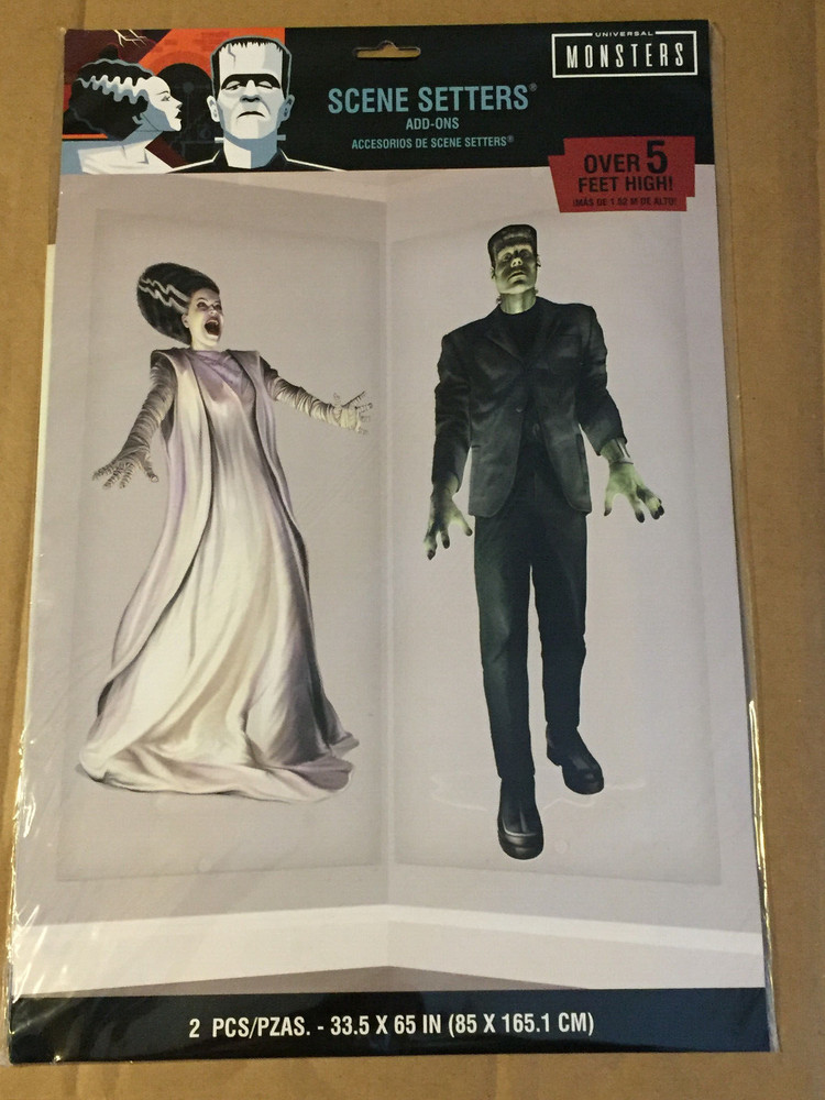 UNIVERSAL MONSTERS BRIDE OF FRANKENSTEIN & FRANKENSTEIN SCENE SETTERS 33.5″X65″