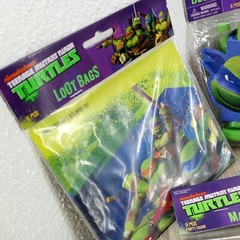 TMNT Ninja Turtles Nickelodeon Part Supplies Lot – Banner Blowouts Masks Etc