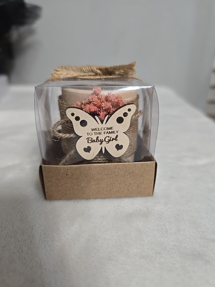 3 Wooden Butterfly Tealight Candle Holder Baby Shower Party Favors Pink Girl