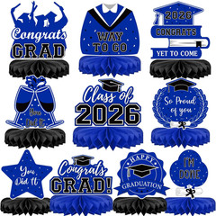 10Pcs Graduation Decorations 2026 Class of 2026 Congrats Grad Table Honeycomb Ce