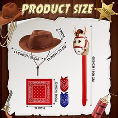 36 Pcs Cowboy Costume Set – Hats, Bandanas, Inflatable Horses for Kids Party Sup