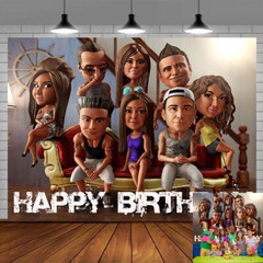 Jersey Shore Party Supplies Birthday Decorations Photo Backdrop Fans Vinyl 7x5ft