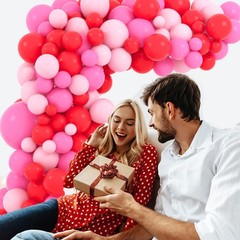Red, Light Pink, Rose Red Balloon Arch Garland – Matte Red Pink Balloons Stra…