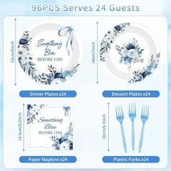 Something Blue Bridal Themed Disposable Tableware (Plates, Napkins, Forks)