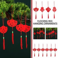 6pcs Chinese Lantern Ornaments New Year Flannel Pendant Spring Festival E4