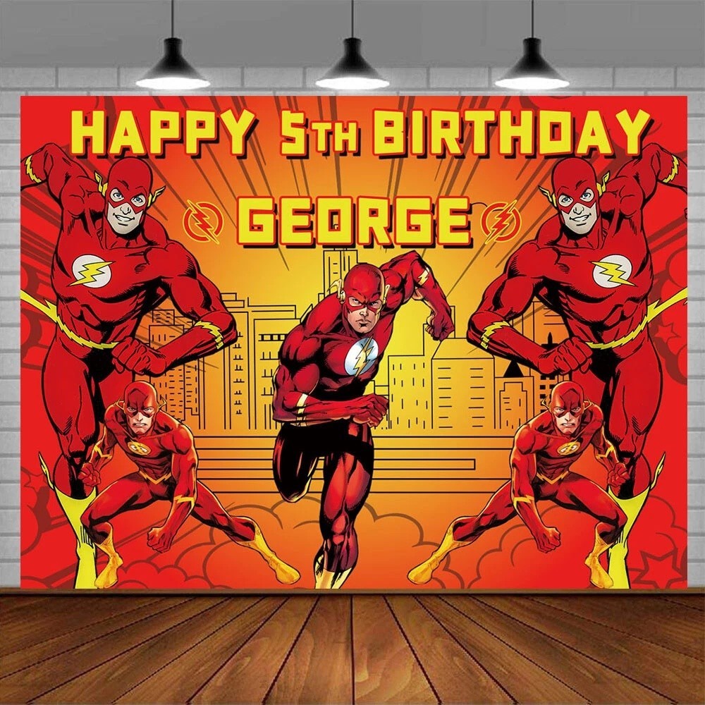 Superhero cartoon character Backdrop Birthday Party Room Decorations Photo Booth