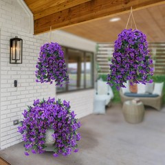 Sggvecsy Artificial Fake Hanging Flowers Plants for Outdoor 2Pcs, Purple