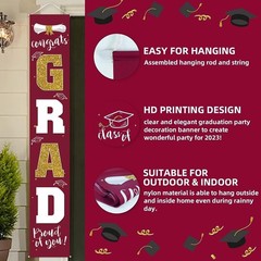Charming 2026 Graduation Decorations: Maroon Gold Banners for Indoor/Outdoor Use