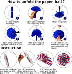 26Pcs Patriotic Party Decorations 4th July Banner Paper Fans Swirls Pom Poms Set