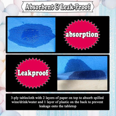 Blue Square Tablecloths 54×54 Inch Disposable Waterproof 3-Ply Paper Plastic
