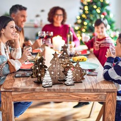 Wooden Christmas Tree Tabletop Decor Freestanding Rustic Tiered Tray 6 PCS