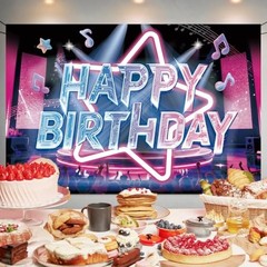 Happy Birthday Music Note Backdrop Banner Dancing Photography Background Disco