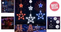 Battery Operated 4th of July Star String Lights – Red, White & Blue, 3 Pack