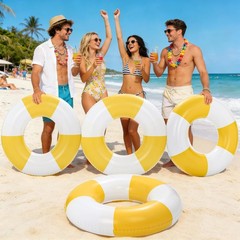 4PCS Inflatable Pool Floats 35″ Swimming Rings Large Inner Tube Swimming Pool…