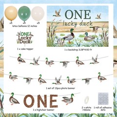 Mallard Duck 1st Birthday Decorations for 1 Year Old Boy, One Lucky Duck Back…