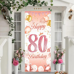 Rose Gold 80Th Birthday Decoration for Woman, Rose Gold Happy 80Th Birthday Door