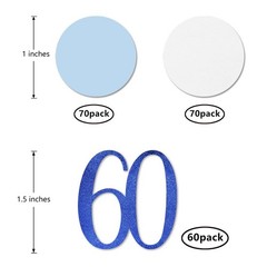 200 PCS Blue Glitter 60 Confetti 60th Birthday Anniversary Table Decor