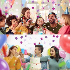 Patelai Glitter Star Garland Banner 2026 Graduation 130 feet, Purple,white