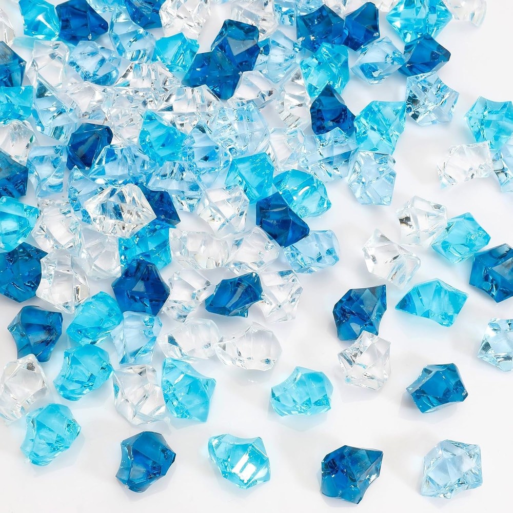 160PCS Bule Fake Ice Cubes Vase Fillers Crushed Ice Rocks Table Centerpieces