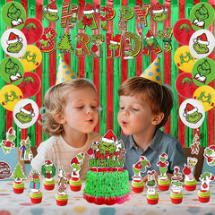 208Pcs Green Monster Christmas Party Decoration,Holiday Decorations for Families
