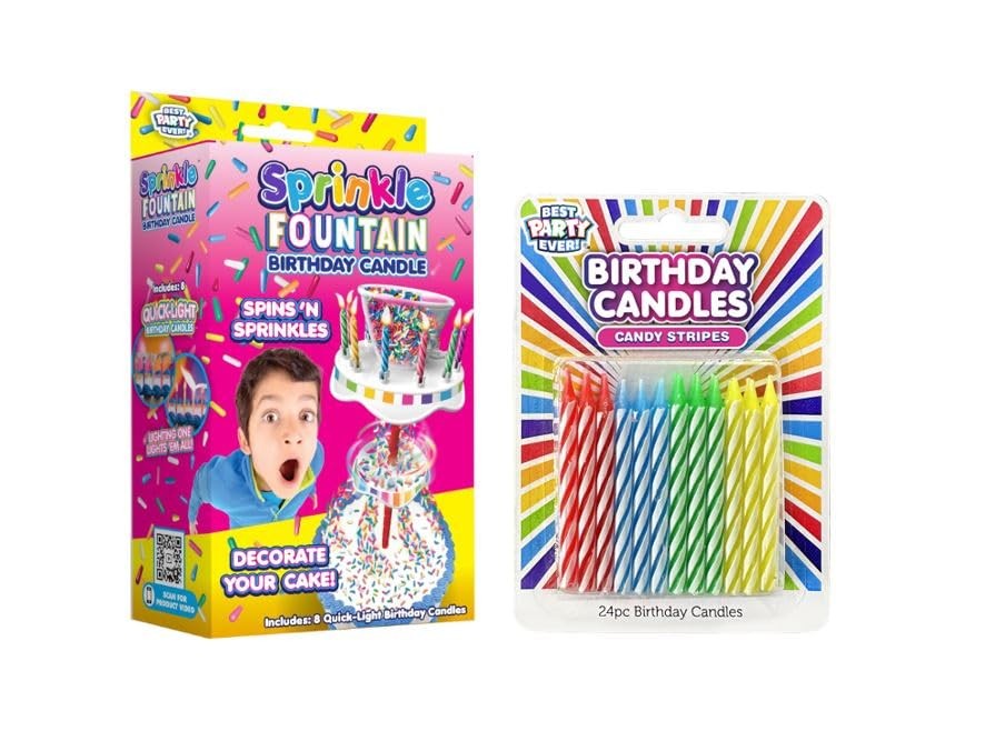 BEST PARTY EVER! Sprinkle Fountain Birthday Candle with 32 Medium, Multicolor