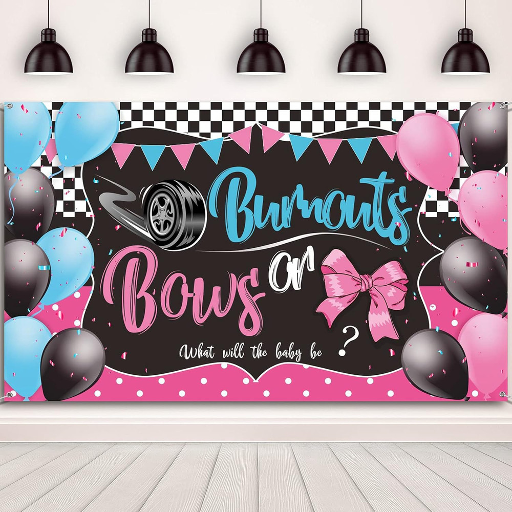 Burnouts or Bows Gender Reveal Decoration Bows or Burnouts Backdrop Gender Revea