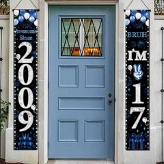 17th Decorations Door Banner – 2 Pcs Blue Awesome Since 2009 Bruh I’m 17 Happ…