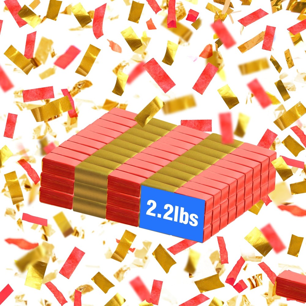 Red Gold Confetti Paper Bulk 2.2lbs Biodegradable Tissue Rainbow Light Weight