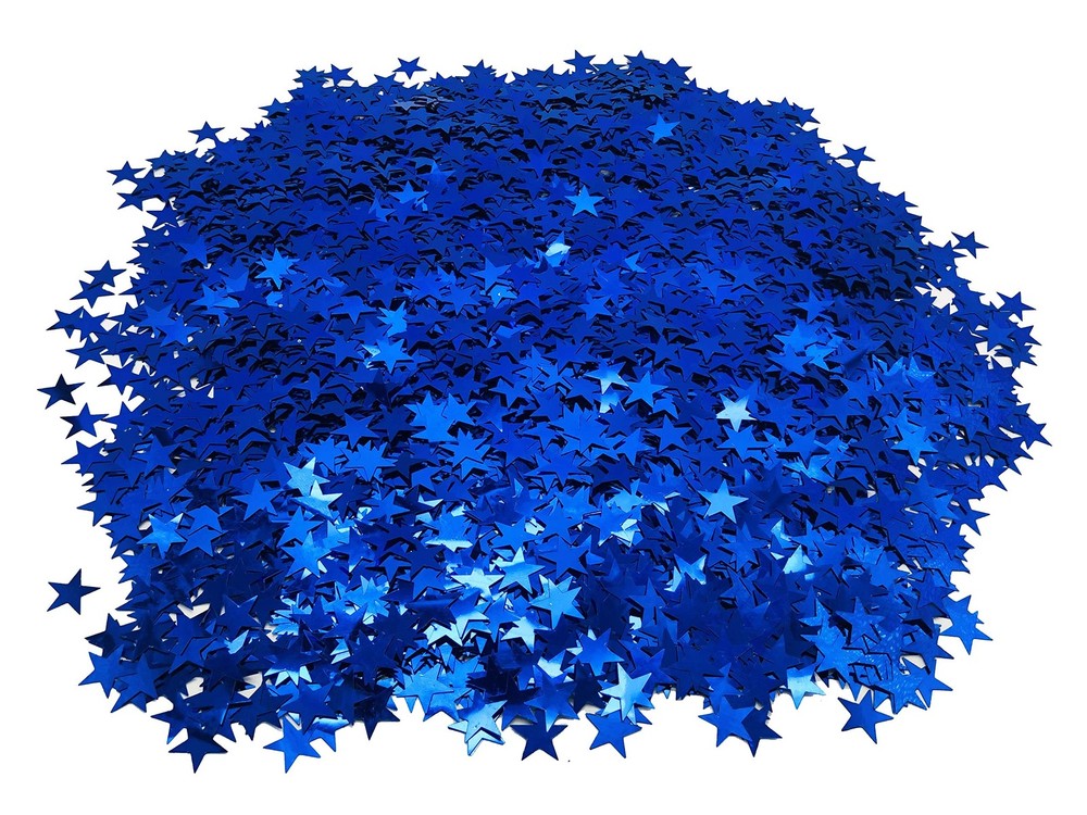 Blue Glitter Star Confetti 20mm Metallic Stars Foil Table Scatter 250 Grams