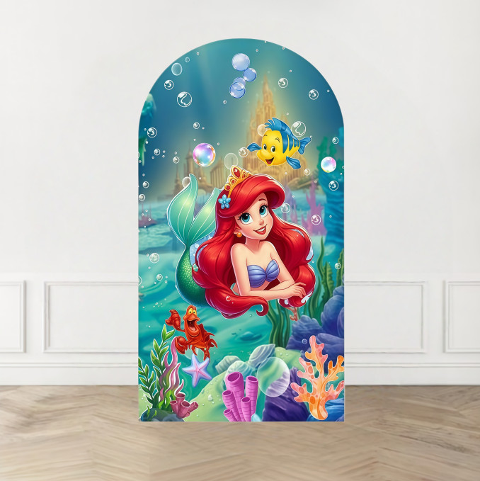 Little Mermaid Ariel Arch Backdrop Cover Birthday Party Photo Background Prop