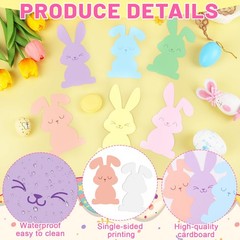 54 PCS 5.9 Inch Easter Bunny Paper Cutouts Colorful DIY Craft With Glue