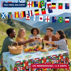 International World Flags Party Decorations Set,11M World Flag Bunting Banner &