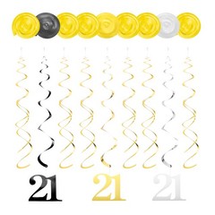 12pcs Mixed Color Hanging Swirls Decorations, Sparkle Swirls for 21th Birthday