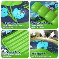 Inflatable Tanning Pool Lounger Float with Sprinkler, XXL Large Pool Floats A…