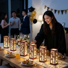 6 PCS Class Of 2026 Graduation Lanterns Table Centerpieces Box Chestnut Props