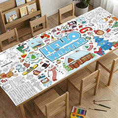 Kids Winter Giant Coloring Poster/Tablecloth Giant Poster 71×35 Inch with Classi