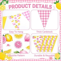 3PCS Lemon Party Decorations Lemonade Floral Happy Birthday Just A Drop Older…