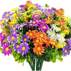 5 Pcs Lifelike Plastic Daisy Bouquet for Outdoor Patio Garden Home Decor
