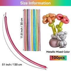 Premium Metallic Long Balloons 260 Twisting Animal for Birthday Kids Party