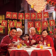 Chinese New Year Decorations 2026 Happy Lunar News 5 x 7 inches, Red Gold