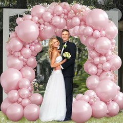 Pearl Pink Balloons Arch Kit – Double Stuffed Pastel Light Pale Pink Balloons…