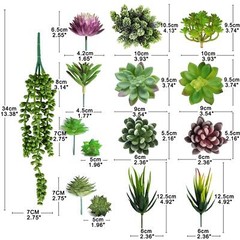 Anoak Artificial Succulent Plants – 16 Pcs Set Faux Green,multi-color