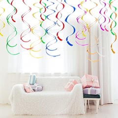 Colorful Ceiling Swirl Foil Decorations Hanging Plastic Streamer Muticolor 1