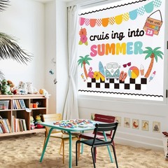 78Pcs Retro Summer Beach Bulletin Board Decor Set Groovy Hawaii Beach Paper C…