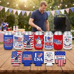 4th of July Decorations Can Cooler Sleeves 250th Anniversary Insulated Can Co…