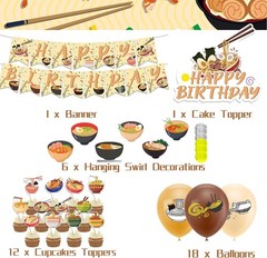 Ramen Party Decorations Japanese Noodles Birthday Decorations Includes Happy …