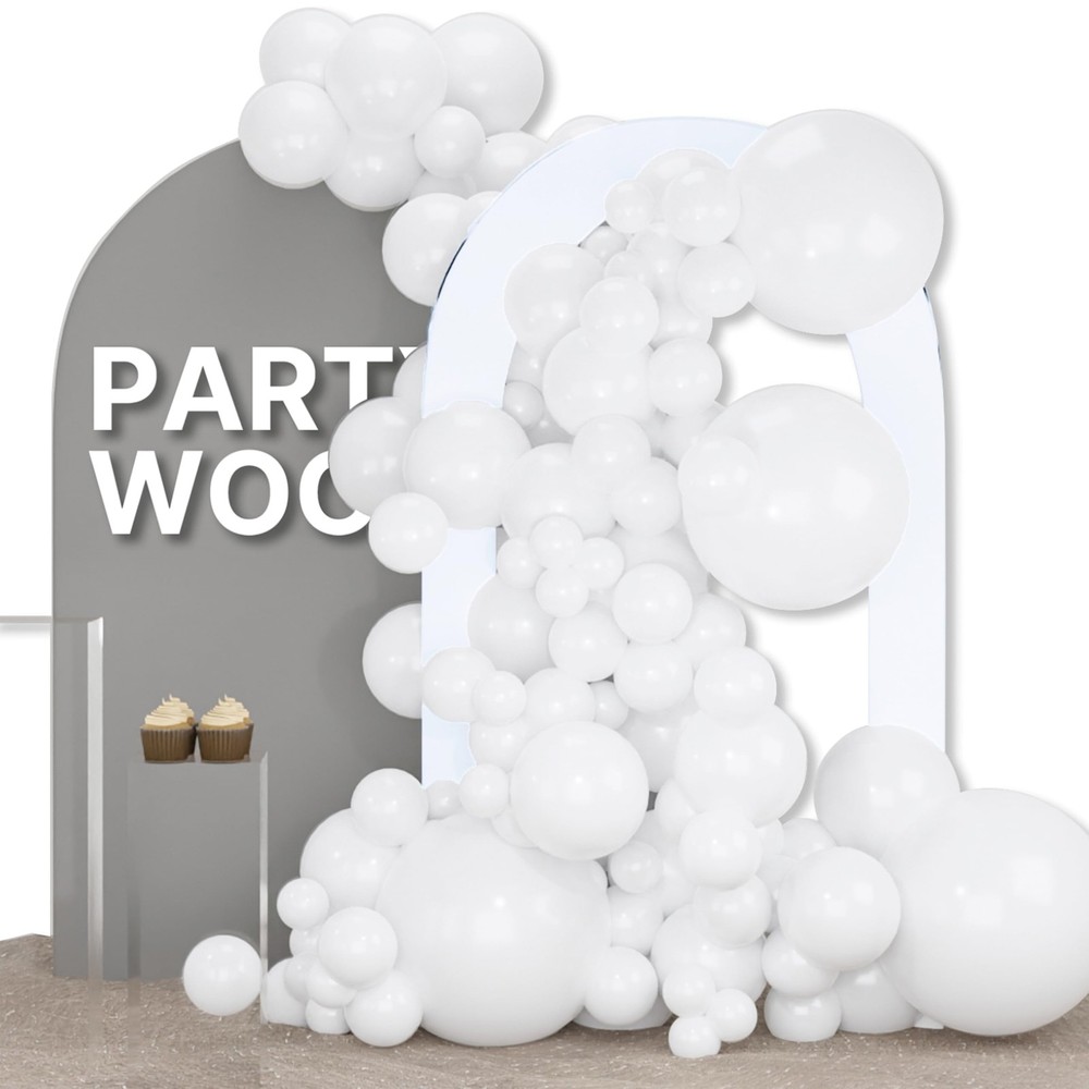 White Balloons 155pcs Different Sizes Pack of 18 12 10 5 Inch Matte White Lat…