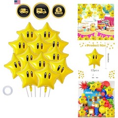 12PCS Star Foil Balloons Super Gold Coin Balloon Yellow Star Balloons for Vid…