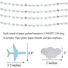 Lauthen.S Airplane Clouds 7.83 Foot (Pack of 6), & Blue Airplanes